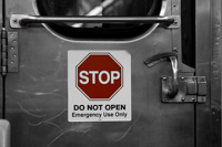 L car emergency door sign, Chicago